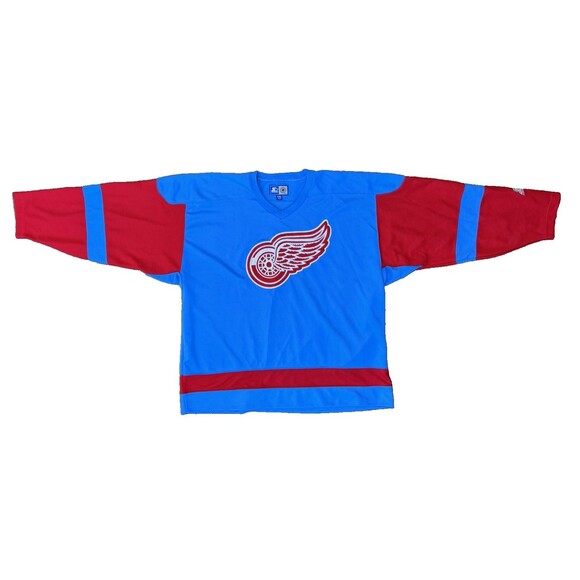 Vintage 90s Starter Detroit Red Wings Alternate RARE Blue/Red Jersey XXL Hockey